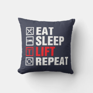 Eat Sleep Lift Repeat Cushion