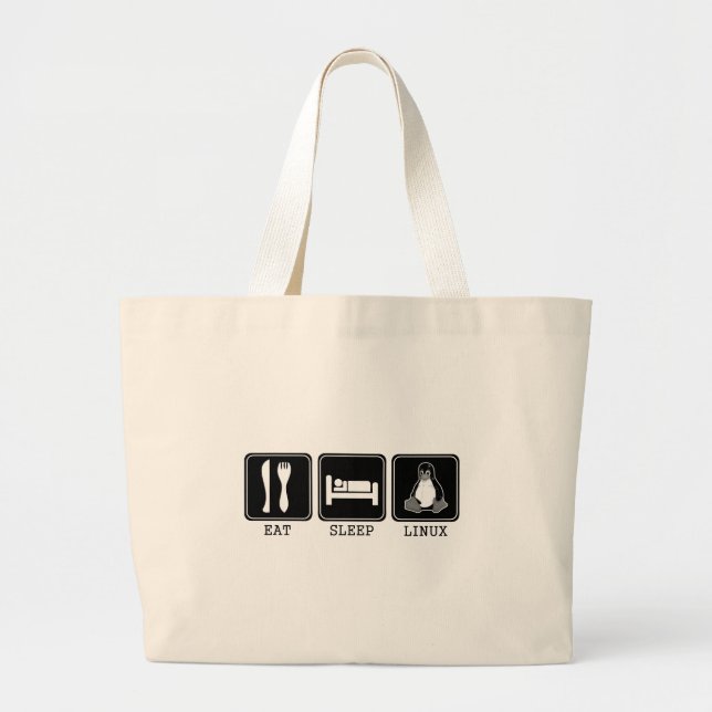 Eat. Sleep. Linux. Large Tote Bag (Front)