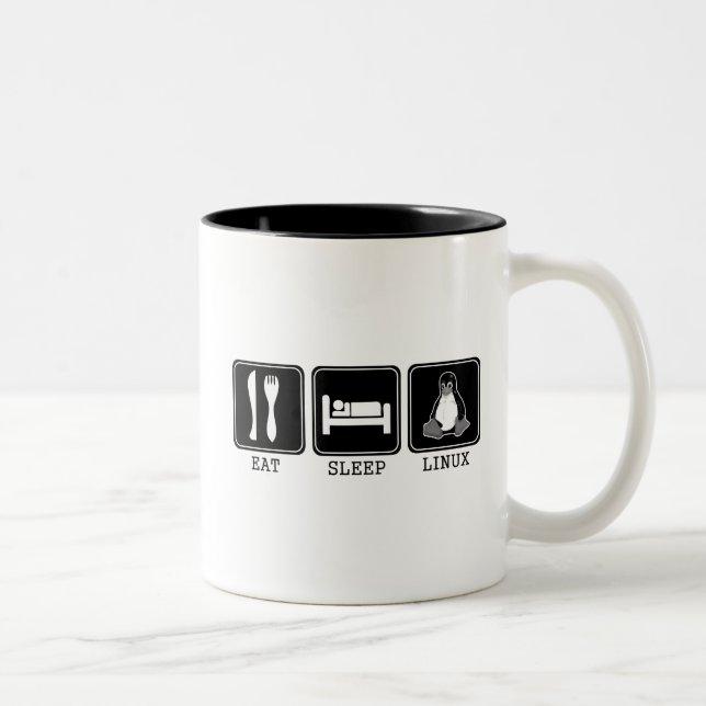 Eat. Sleep. Linux. Two-Tone Coffee Mug (Right)