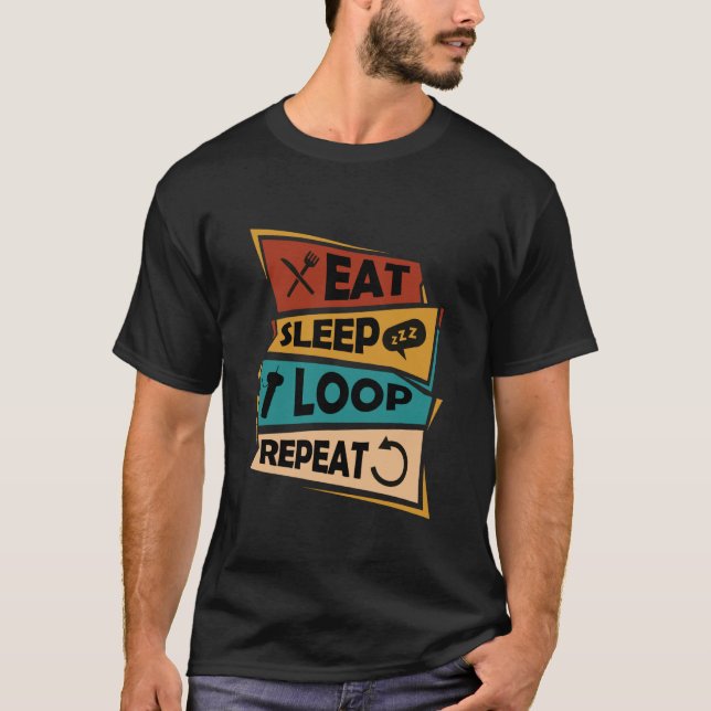 eat sleep loop repeat Flying String Lasso rope toy T-Shirt (Front)