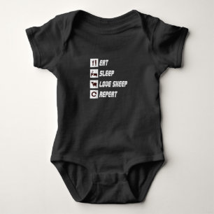 Eat sleep love sheep repeat   Funny Quotes Gift Baby Bodysuit