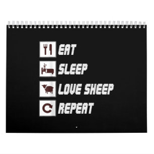 Eat sleep love sheep repeat   Funny Quotes Gift Calendar