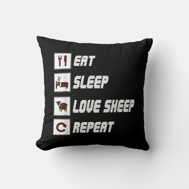 Eat sleep love sheep repeat | Funny Quotes Gift Cushion (Front)