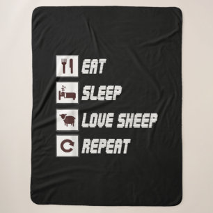 Eat sleep love sheep repeat Funny Quotes Gift Sherpa Blanket