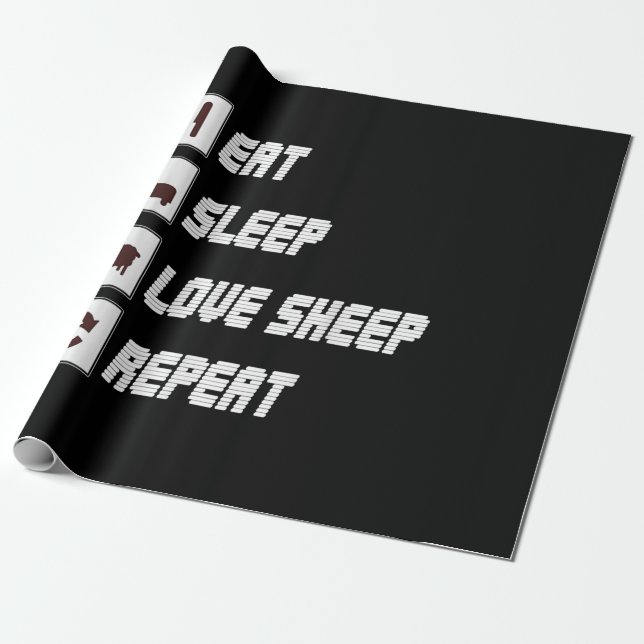 Eat sleep love sheep repeat | Funny Quotes Gift Wrapping Paper (Unrolled)