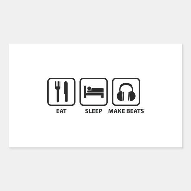 Eat Sleep Make Beats Rectangular Sticker (Front)
