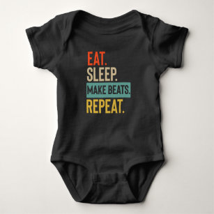 Eat Sleep make beats Repeat retro vintage colours Baby Bodysuit