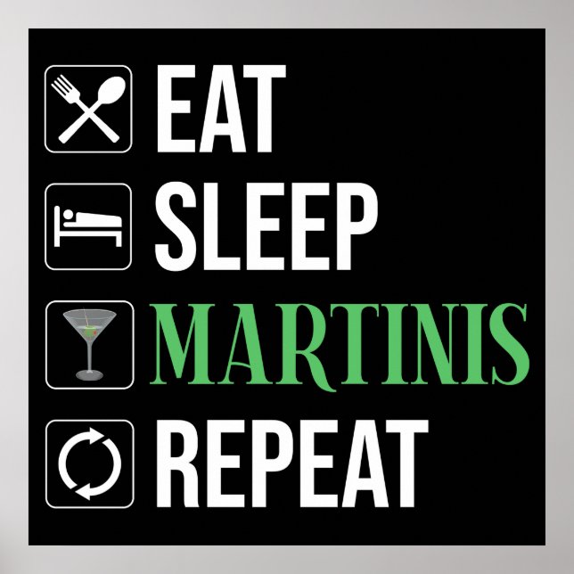 Eat. Sleep. Martinis. Repeat. Poster (Front)