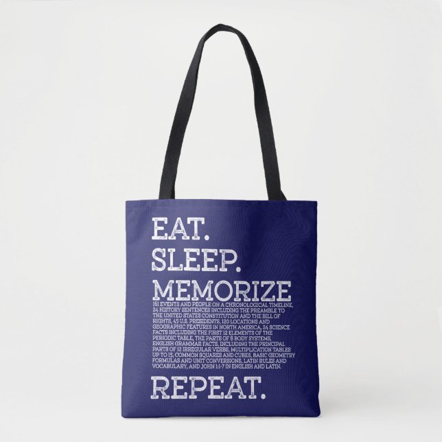 Eat Sleep Memorise Repeat Memory Master Tote Bag (Front)