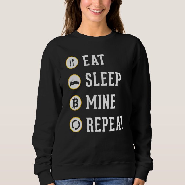Eat Sleep Mine Repeat Cryptocurrency Bitcoin Btc T Sweatshirt (Front)