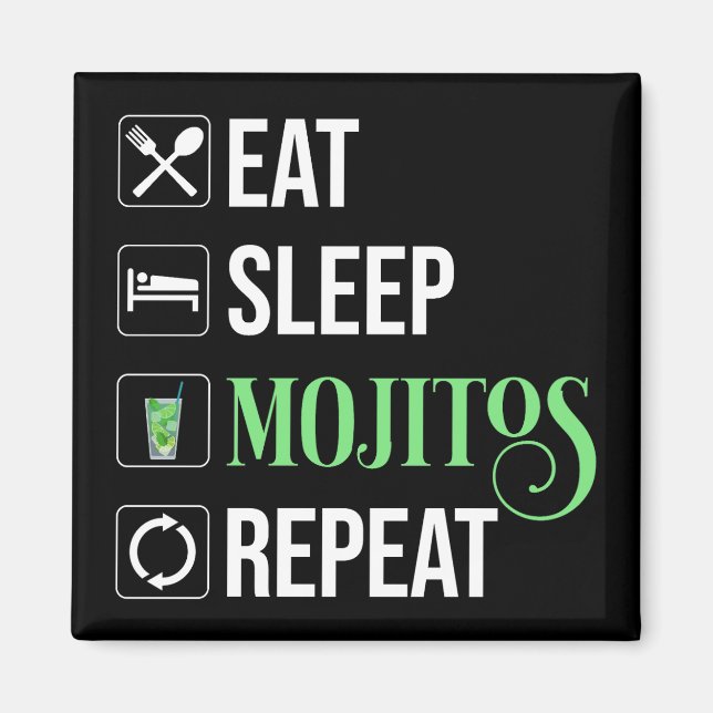 Eat Sleep Mojitos Repeat Magnet (Front)