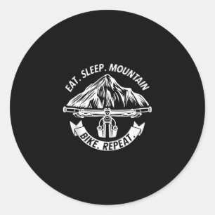 eat sleep mountain bike funny mtb biking classic round sticker