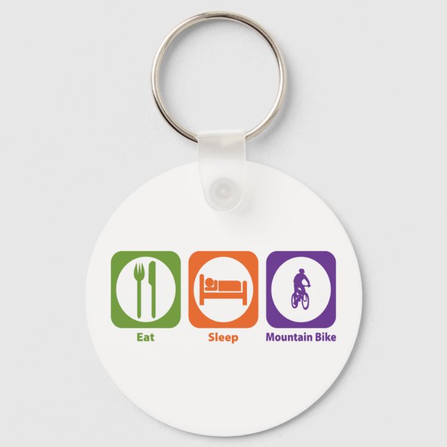 Eat Sleep Mountain Bike Key Ring (Front)