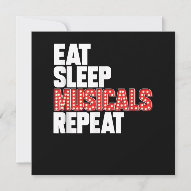 Eat Sleep Musicals Repeat Broadway Actor Actress Thank You Card (Front)