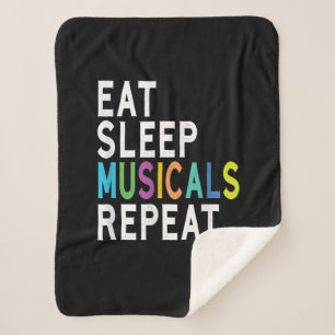 Eat Sleep Musicals Repeat Sherpa Blanket