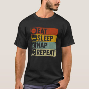 Eat Sleep Nap Repeat Retro 60s 70s Cool Napping T-Shirt