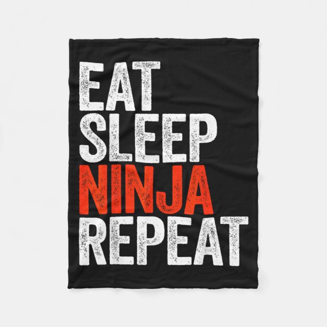 Eat Sleep Ninja Repea Fleece Blanket (Front)