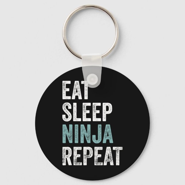 Eat Sleep Ninja Repeat Funny Karate Outfit Ninja  Key Ring (Front)