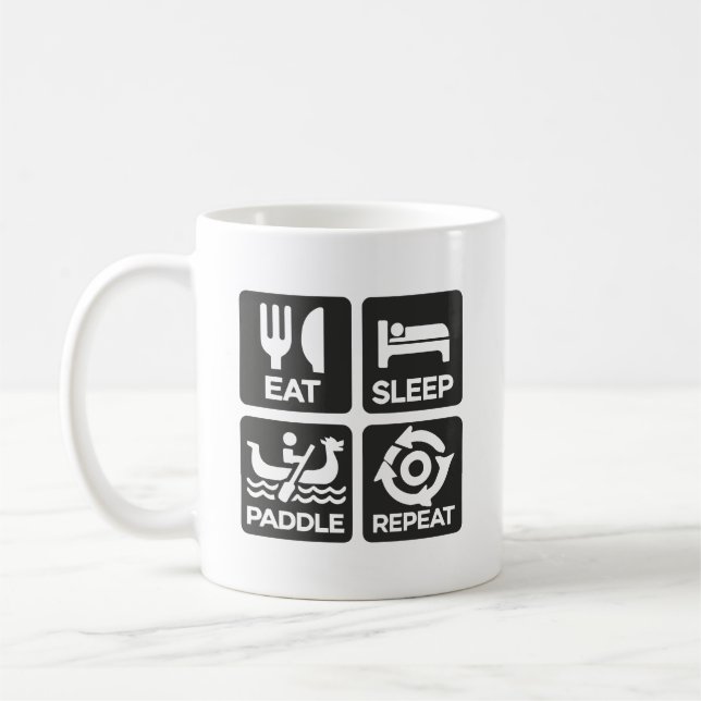 Eat Sleep Paddle Repeat - Dragon Boat Racing Coffee Mug (Left)