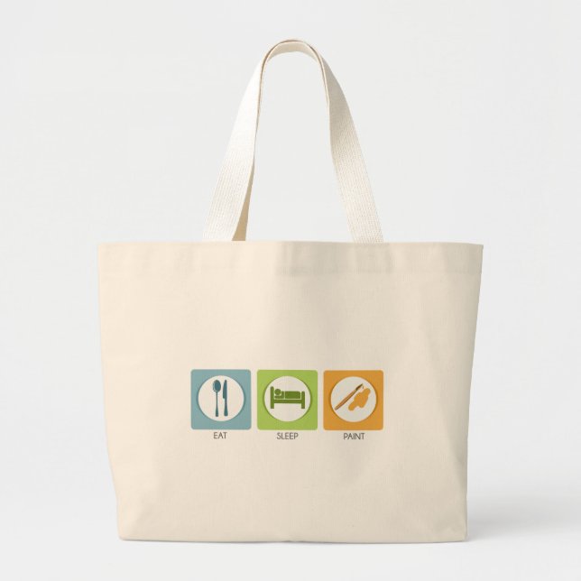 Eat Sleep Paint Large Tote Bag (Front)