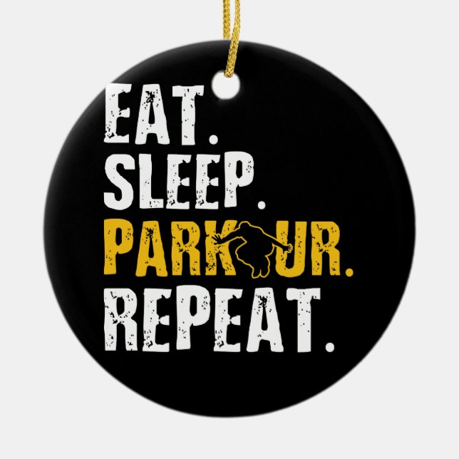 Eat Sleep Parkour Repeat Team Ceramic Tree Decoration (Front)