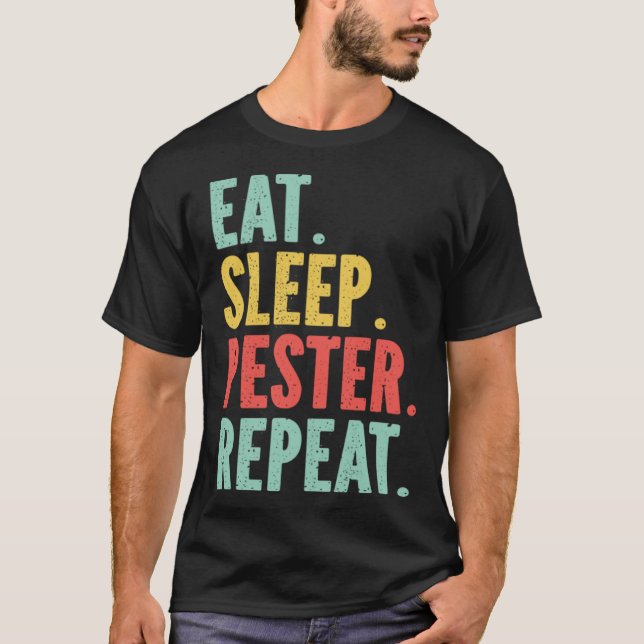 Eat Sleep Pester Repeat s Retro s Pestering Kids T-Shirt (Front)