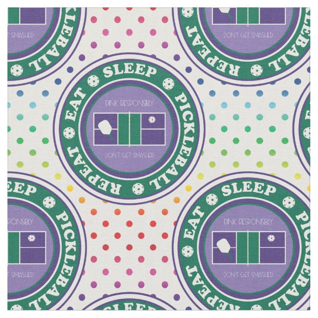 Eat Sleep Pickelball Repeat Fabric (Close Up)