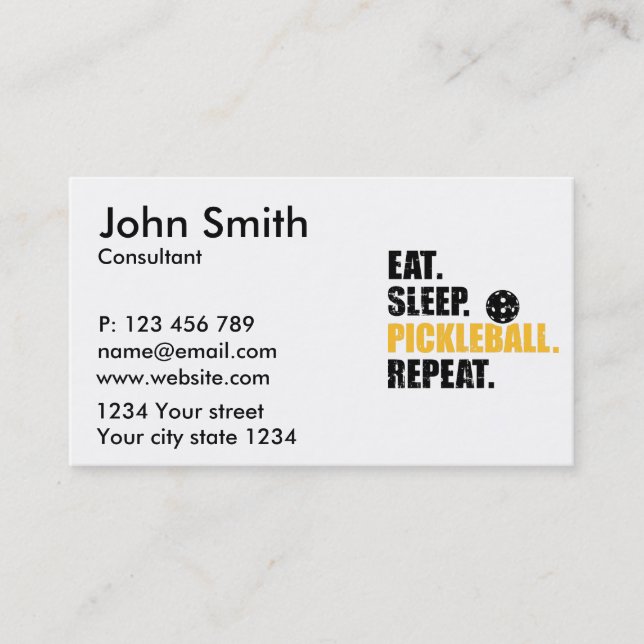 Eat sleep pickleball repeat business card (Front)