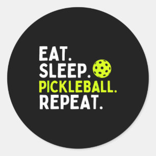 Eat sleep pickleball repeat funny pickleball lover classic round sticker