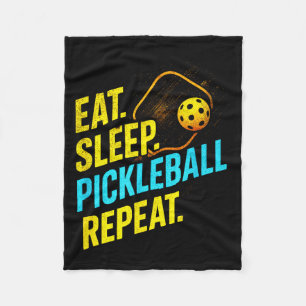 Eat sleep pickleball repeat - funny player fans fleece blanket