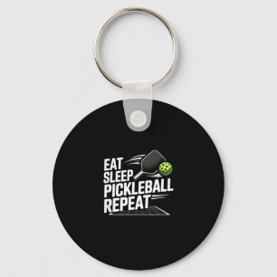 Eat sleep pickleball repeat funny player key ring