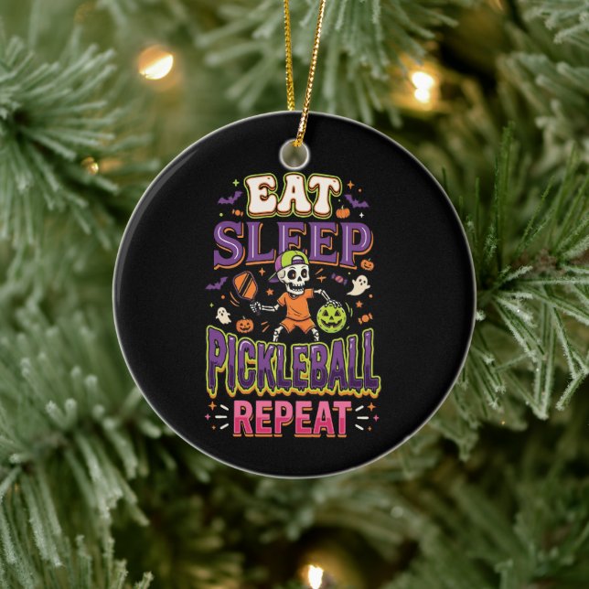 Eat Sleep Pickleball Repeat Pickleball Ceramic Tree Decoration (Tree)