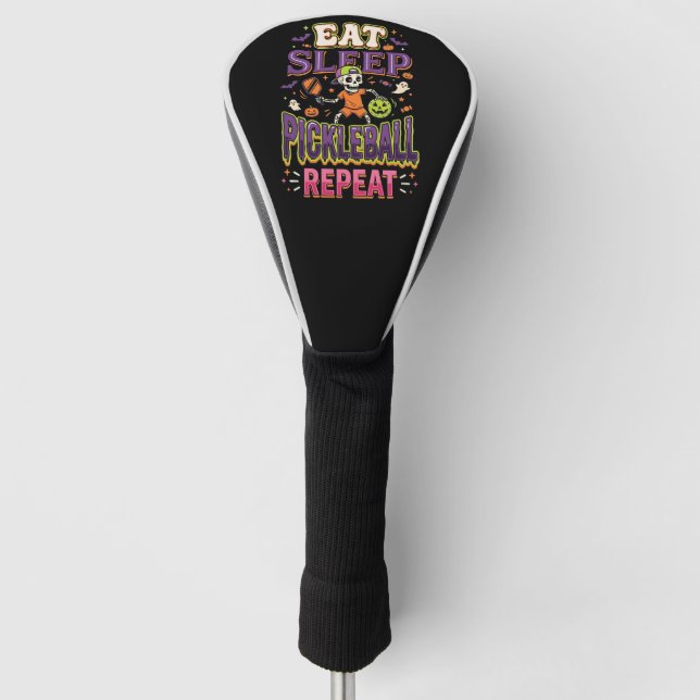 Eat Sleep Pickleball Repeat Pickleball Golf Head Cover (Front)