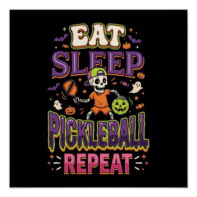 Eat Sleep Pickleball Repeat Pickleball Poster (Front)