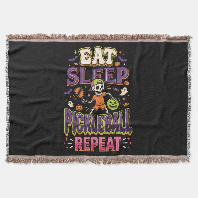 Eat Sleep Pickleball Repeat Pickleball Throw Blanket (Front)