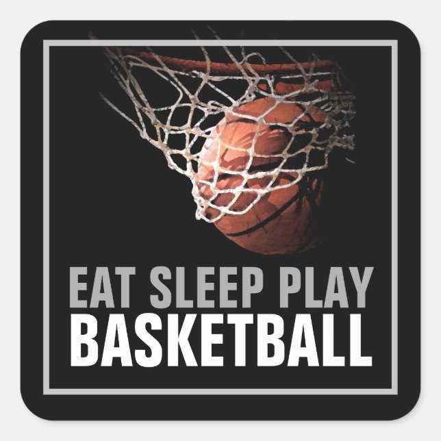 Eat Sleep Play Basketball Artwork Motivational Square Sticker (Front)