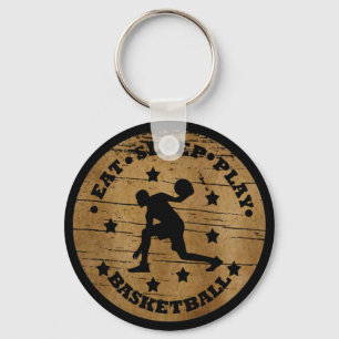 Eat sleep play basketball key ring