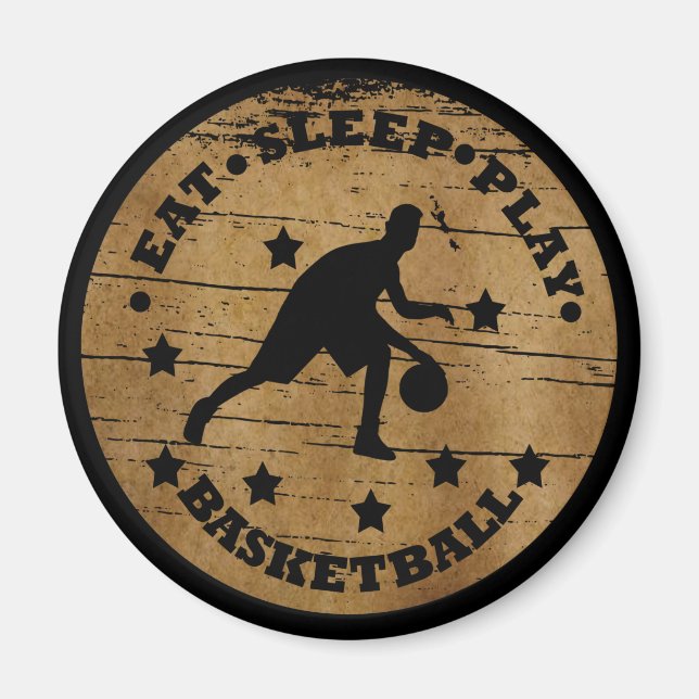 eat sleep play basketball vintage magnet (Front)