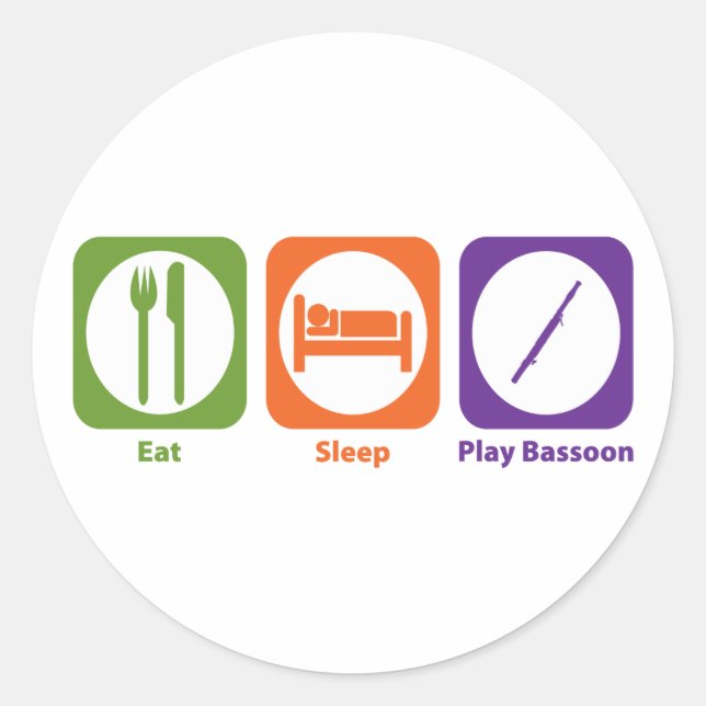 Eat Sleep Play Bassoon Classic Round Sticker (Front)