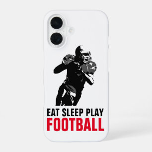 Eat Sleep Play Black & White Football Pop Art iPhone 16 Case