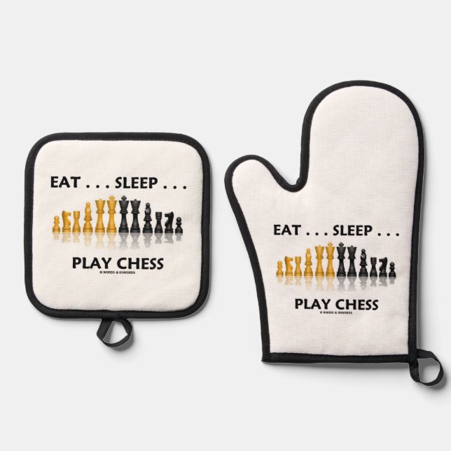 Eat ... Sleep ... Play Chess Reflective Chess Set (Front)