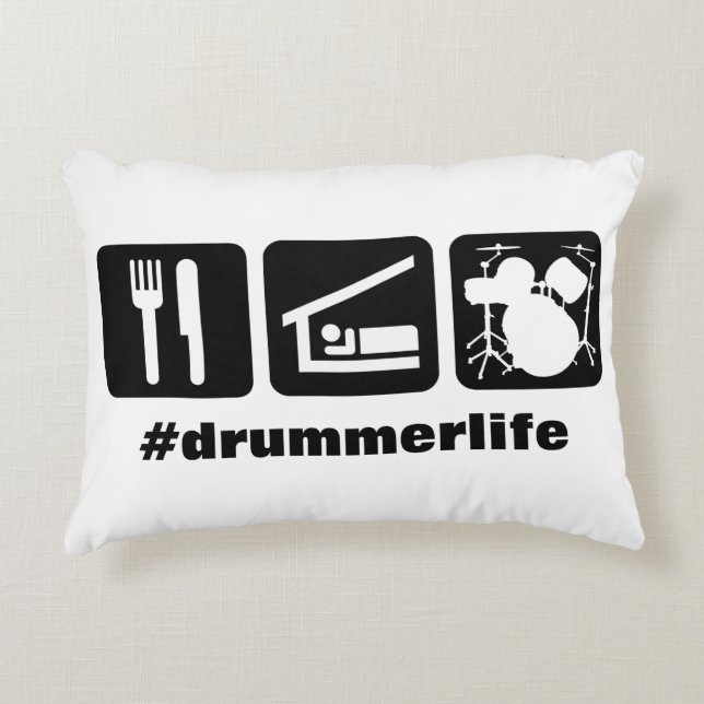Eat Sleep Play Drums Icons Decorative Cushion (Front)