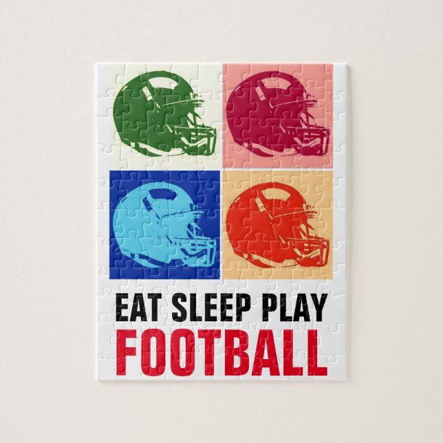 Eat Sleep Play Football Pop Art Jigsaw Puzzle (Vertical)