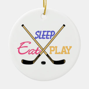 Eat Sleep Play Hockey Ceramic Tree Decoration
