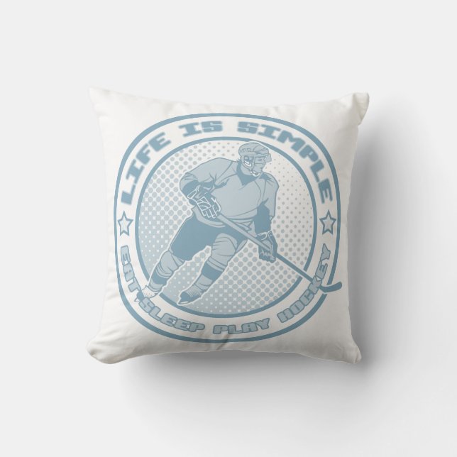 Eat Sleep Play Hockey Customisable Pillow (Front)