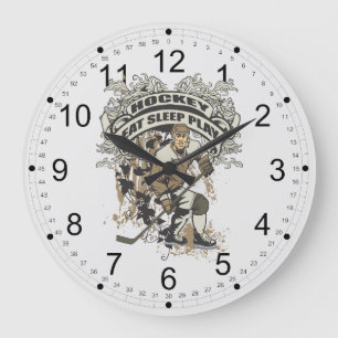 Eat, Sleep, Play Hockey Large Clock