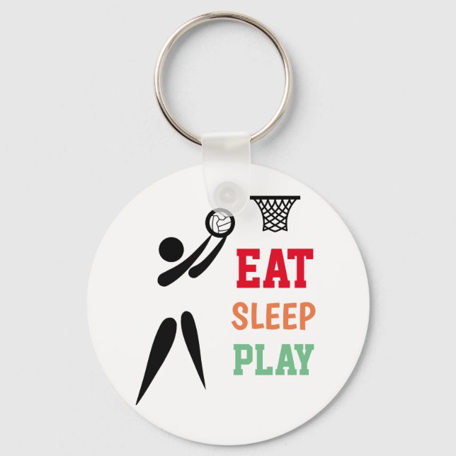 Eat Sleep Play Netball Quote Keyring (Front)