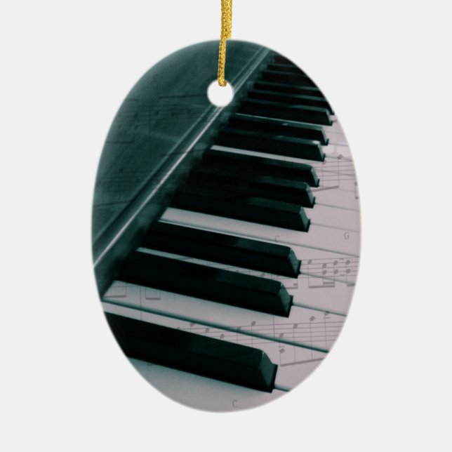 Eat Sleep Play (Piano) Ceramic Tree Decoration (Front)
