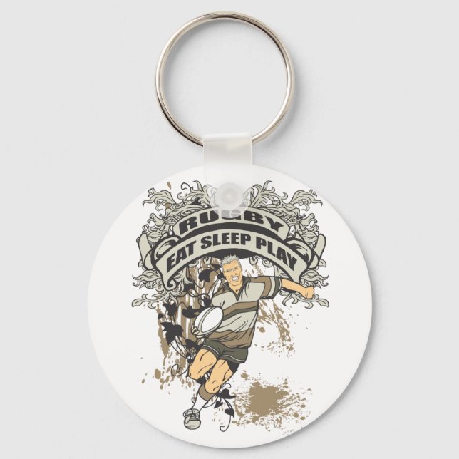 Eat, Sleep Play Rugby Key Ring (Front)