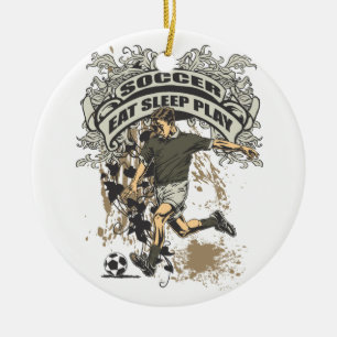 Eat, Sleep, Play Soccer Ceramic Tree Decoration